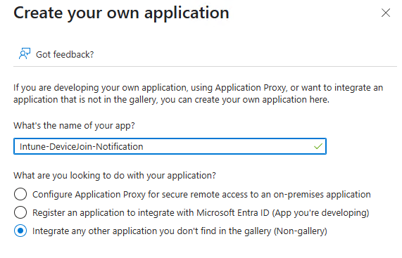 Create an enterprise application